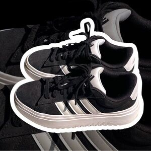 Adidas Grand Court Platform Black and White Suede Sneakers